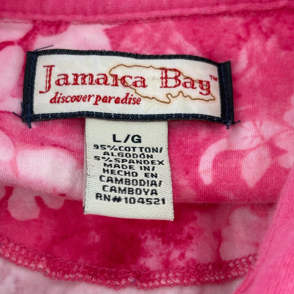 Jamaica Bay Womens Pink Floral Print Short Sleeve Polo Shirt Top‎ L G - Picture 6 of 6